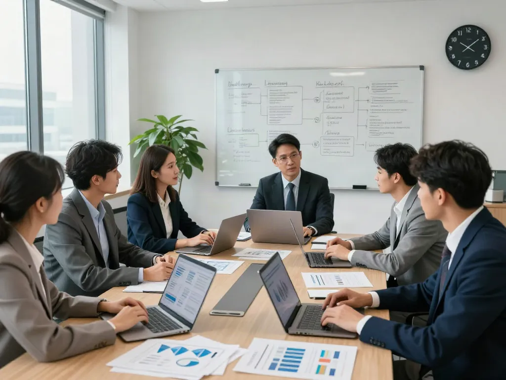 Lead Roedl's expert legal team collaborating on international law strategies in a modern office.