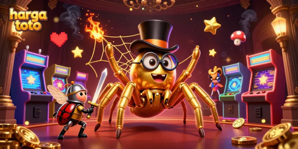 Engage with the vibrant world of harga toto in this enchanting casino scene filled with gold and excitement.