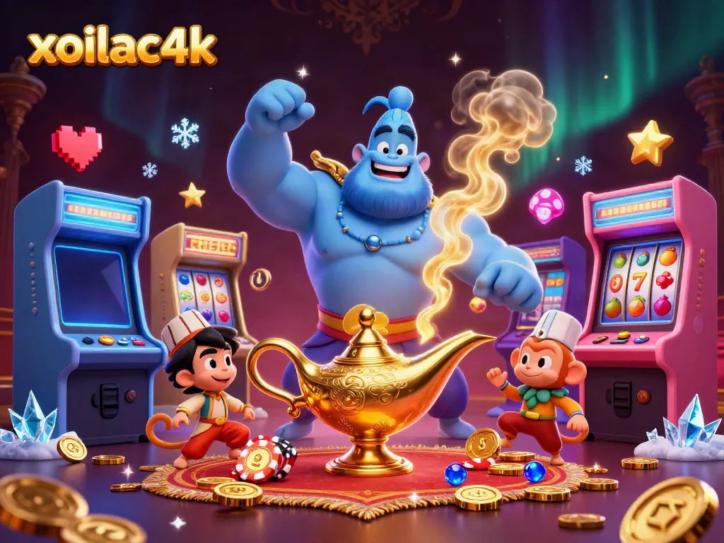 Engage with the exhilarating experience of xoilac4k featuring a mystical scene with genies and casino elements.