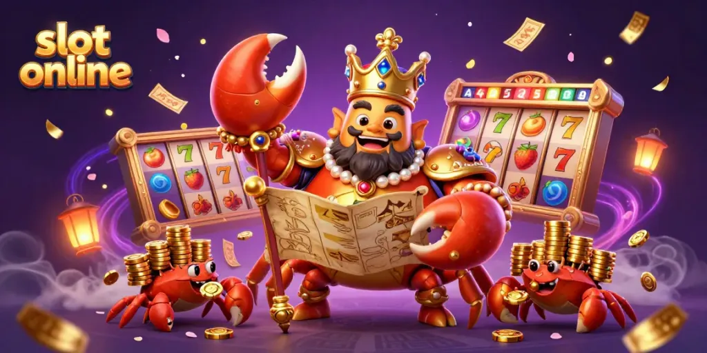 Experience the excitement of slot online with dynamic casino-themed 3D illustration full of action.