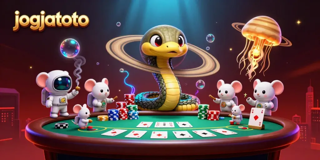 Engage with jogjatoto's casino excitement as astronaut mice bet on Saturn's rings.