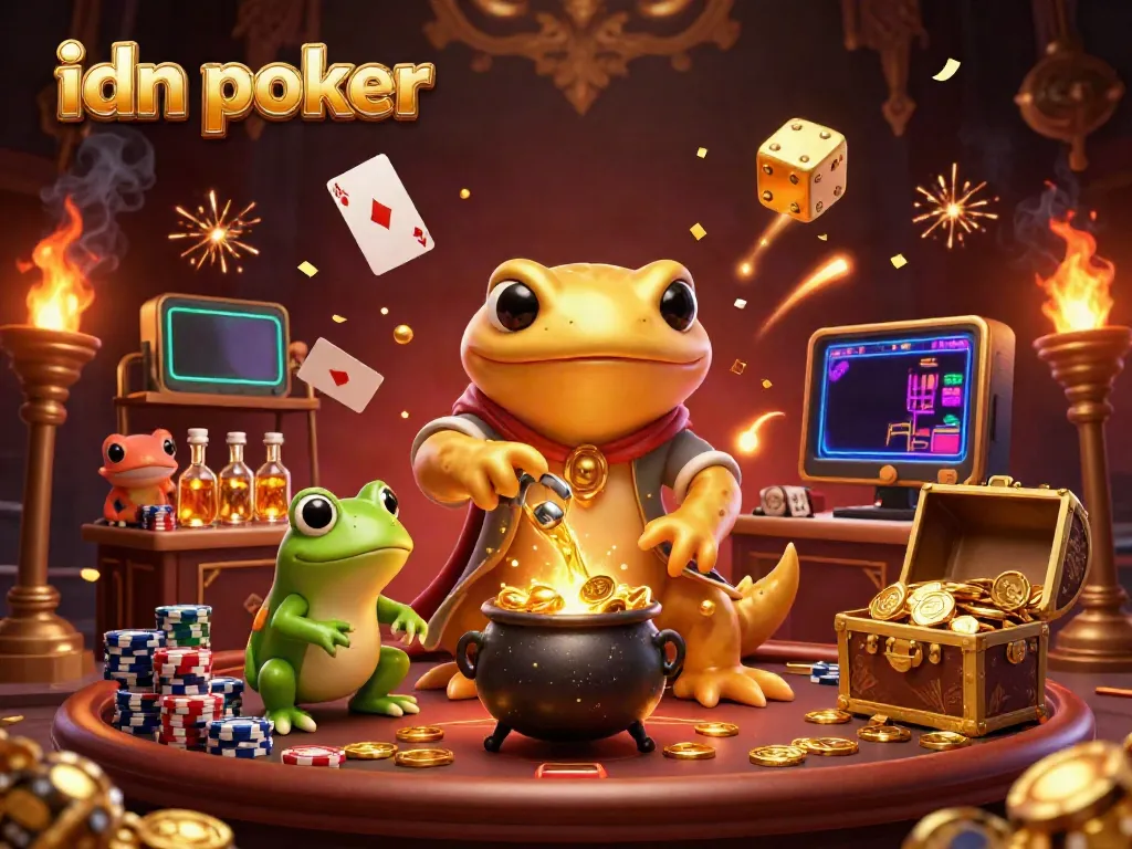 Win big with idn poker as an alchemist transforms games in a captivating 3D illustration.
