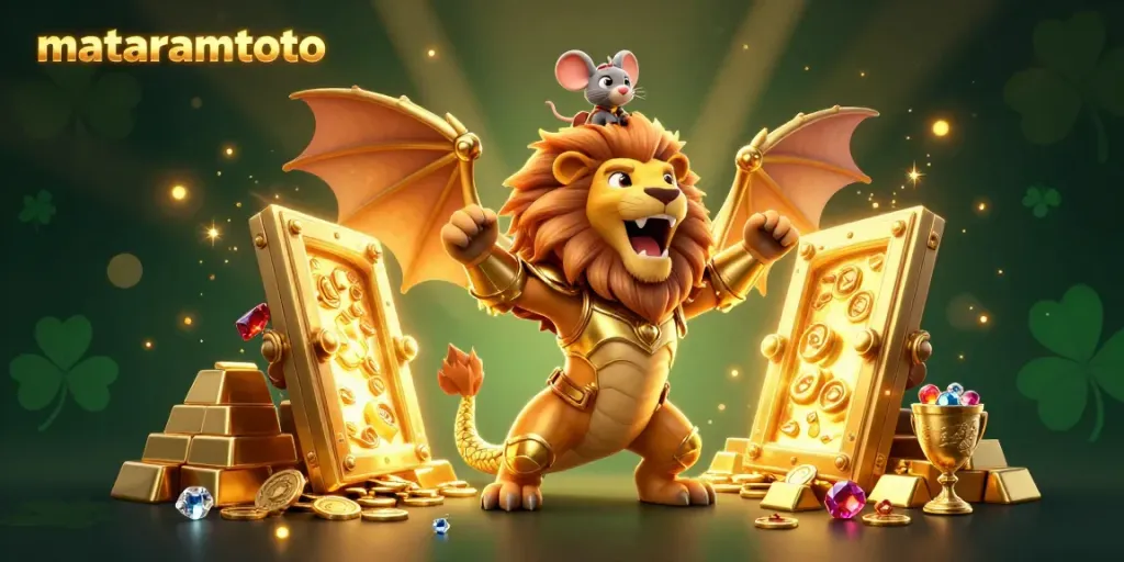 Join the excitement at mataramtoto as the golden chimera roars triumphantly over piles of treasure and gems.