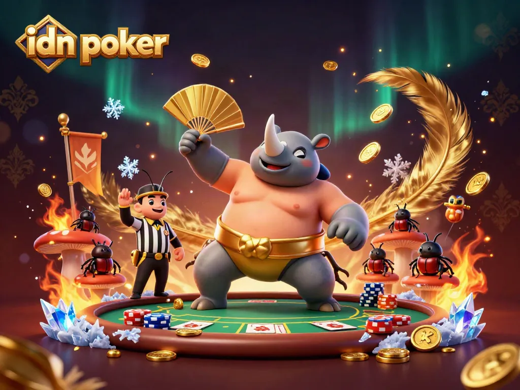 memainkan idn poker dengan atmosfer seru, pemenang menghancurkan koin emas terbang