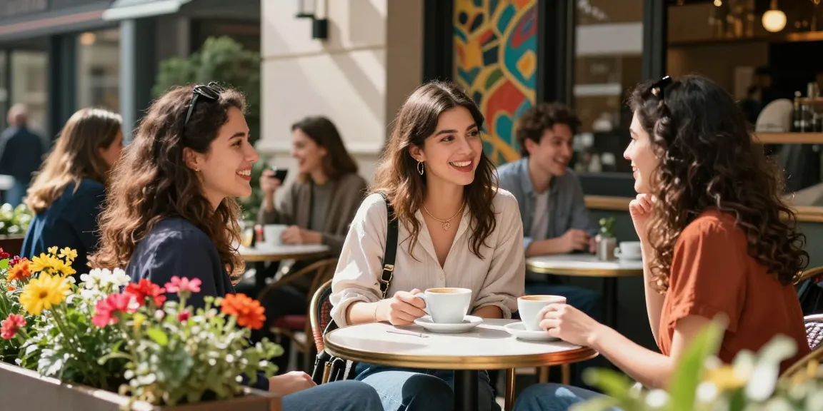 Gái gọi đang thưởng thức cà phê tại quán café hiện đại, không khí vui tươi và phong cách thời trang nổi bật.