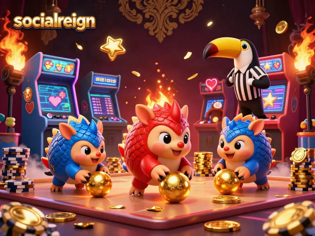 Experience thrilling excitement as socialreign pangolins roll through poker chips in a vibrant gaming scene.