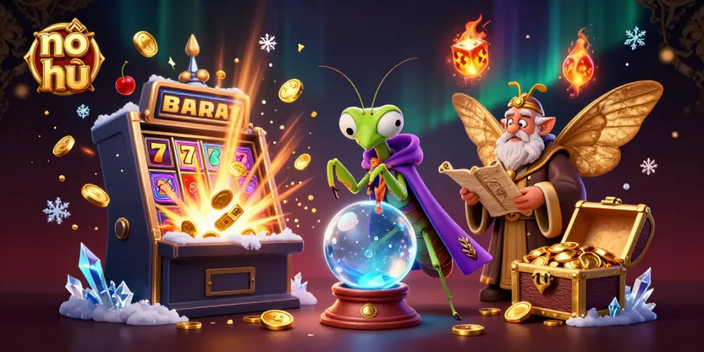 Spin the nổ hũ jackpot with 3D fortune tellers and magical elements bursting with coins.