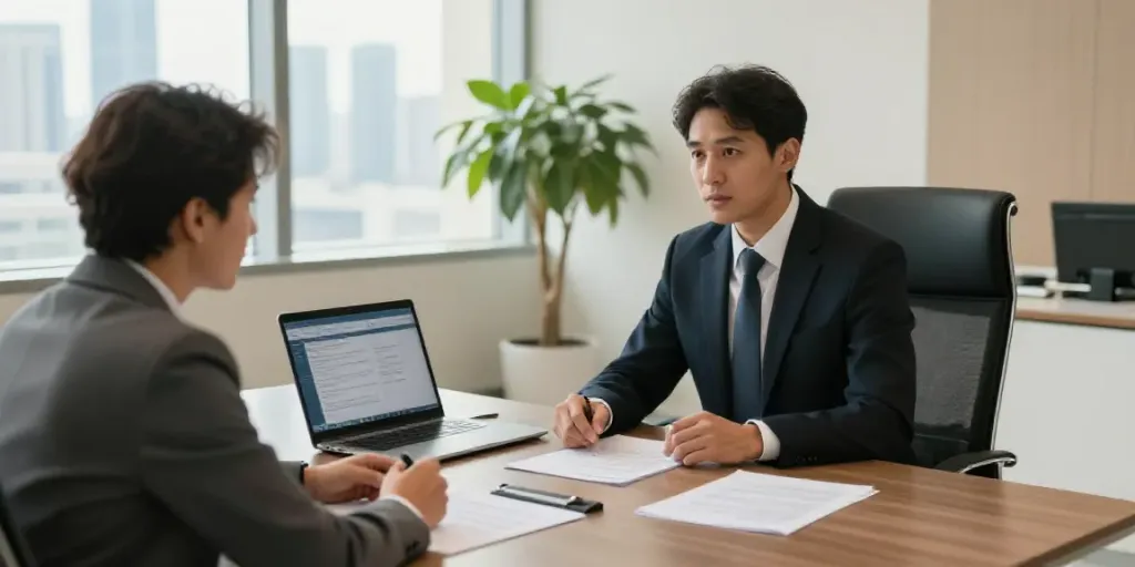 Deportation Lawyer Dubai consulting with a client in a modern legal office