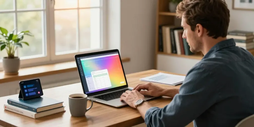 Ed Rempel review - a cozy financial planning consultation setting with books and a laptop.