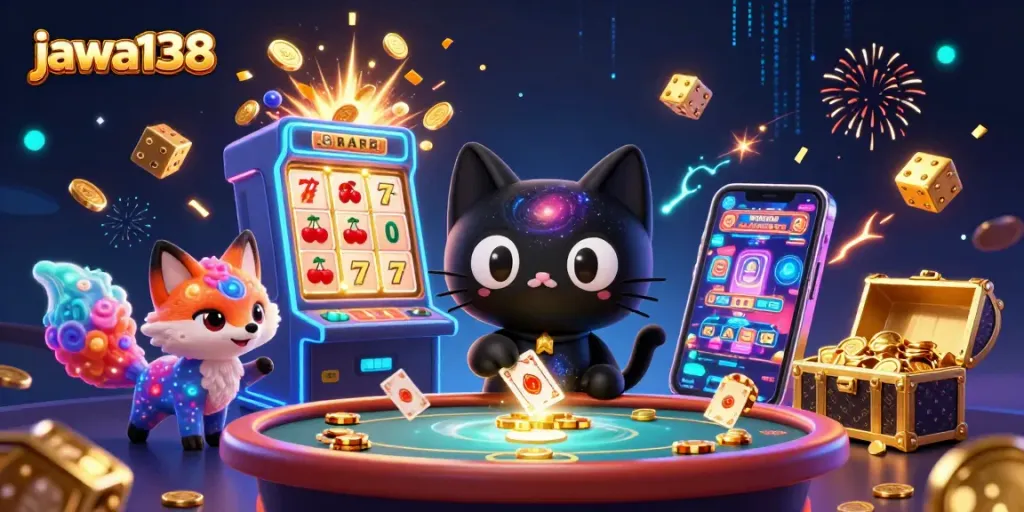 Engage in thrilling jackpot action at jawa138's cosmic casino with vibrant characters and dazzling games.