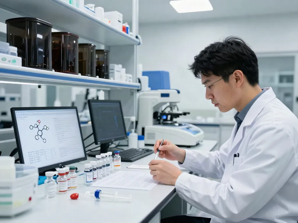Cerebrolysin for sale in a high-tech laboratory setting with a scientist conducting research.