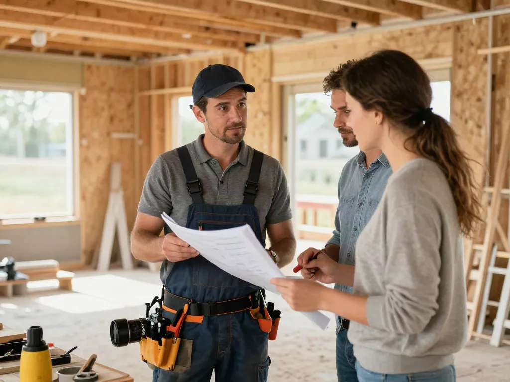 Trusted local contractor collaborating with homeowner at wish4d project site.