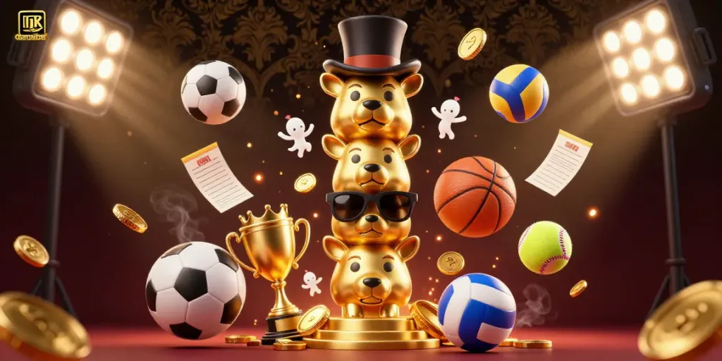 Experience thrilling betting action in a vibrant damaibet casino scene with a dazzling totem and dynamic sports elements.