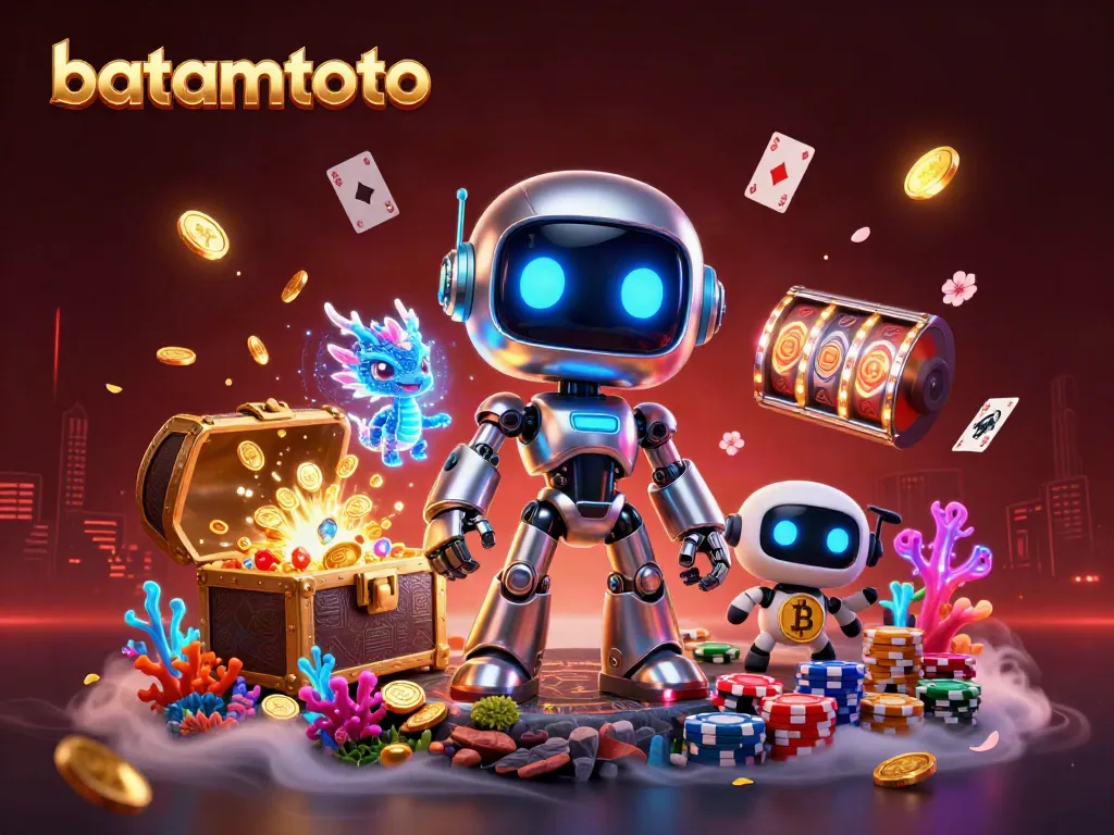 Experience batamtoto with a vibrant casino atmosphere featuring animated characters and games.