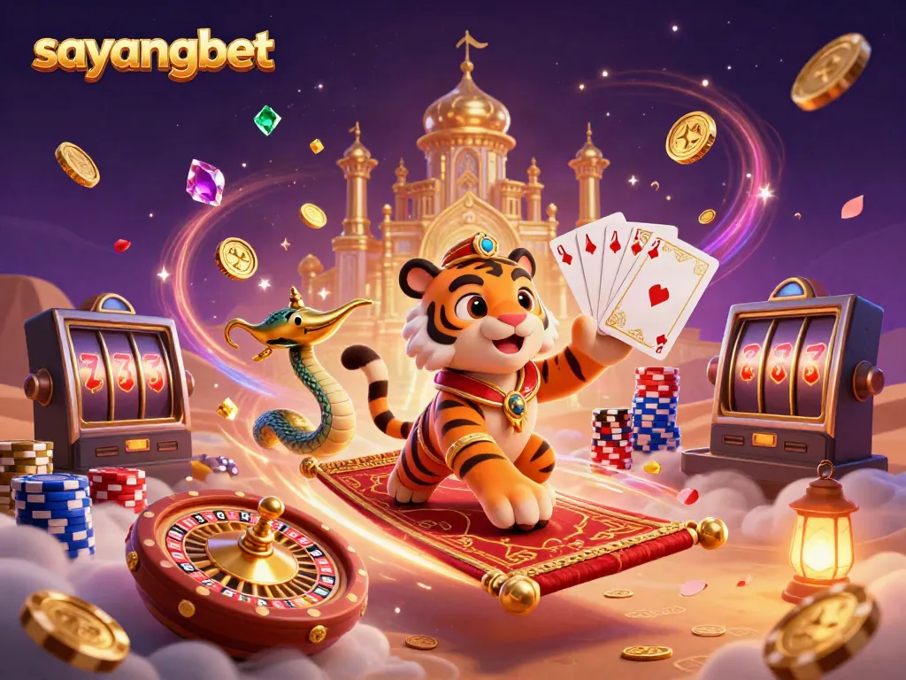Engage with the thrill of slots at Sayangbet, featuring vibrant golden visuals and dynamic game elements.