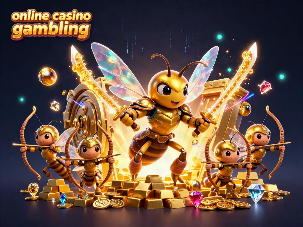 Engaging online casino gambling scene with golden hornet samurai and treasure elements.