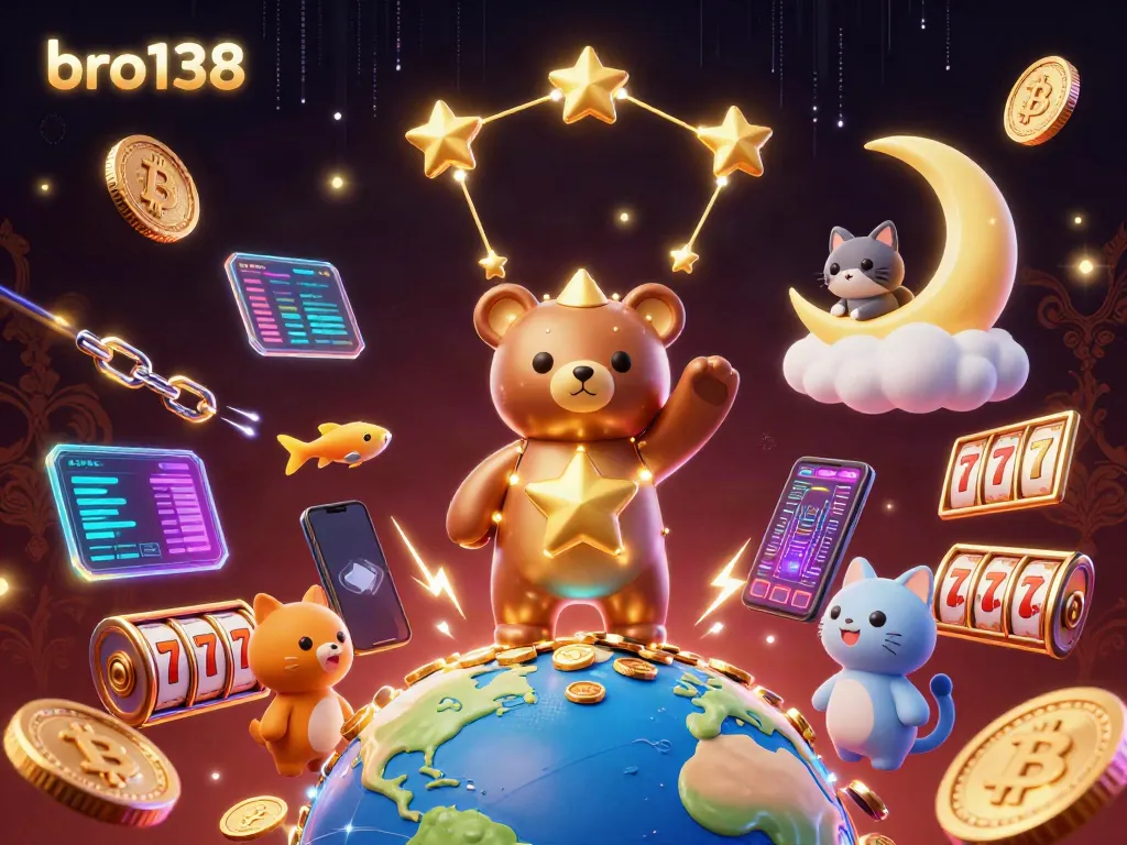 Engage with bro138's thrilling 3D casino scene, showcasing interactive slots and jackpot excitement.