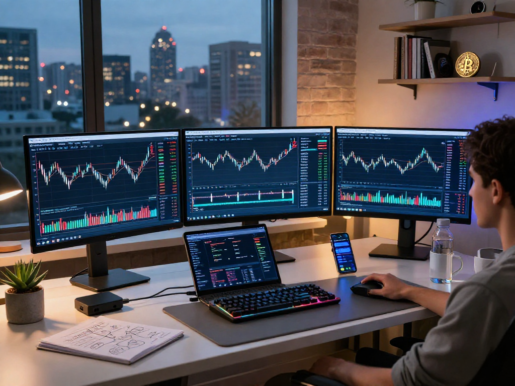 MetaTrader 5 官网的多种交易工具与技术分析应用，展示数字货币和区块链科技的交易环境