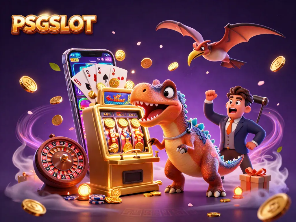Experience victory with PSGSLOT as the pachycephalosaurus triumphantly activates the jackpot in a casino.