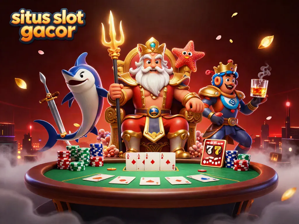 Engage with the thrilling world of situs slot gacor featuring a vibrant scene with Neptune and casino elements.