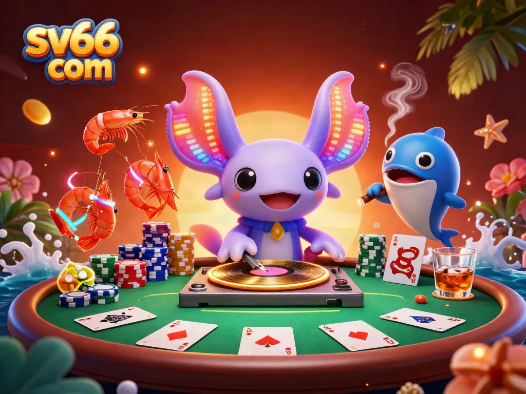 Experience thrilling wins at sv66 com with vibrant casino action featuring neon characters and rich poker elements