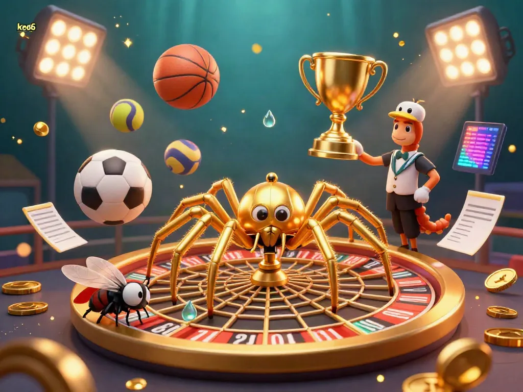 Experience thrilling bets at KO66 with an immersive 3D casino scene featuring sports elements and dynamic action.