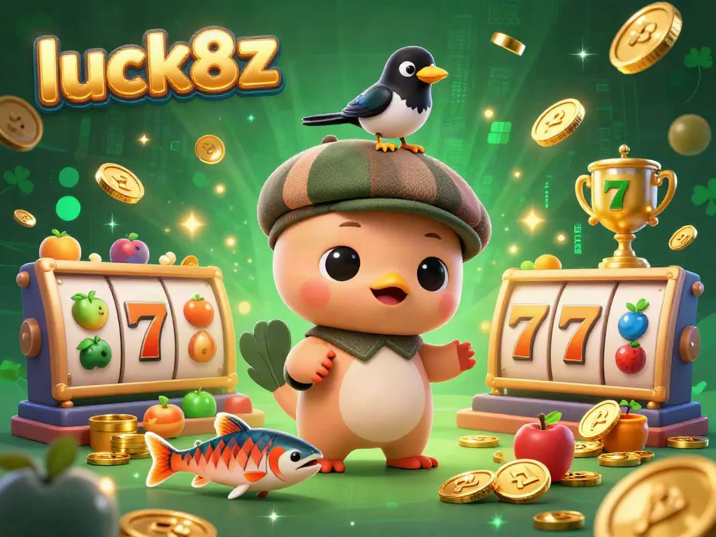 Experience the thrill of luck8z with a lively casino scene featuring a playful baby Nessie.