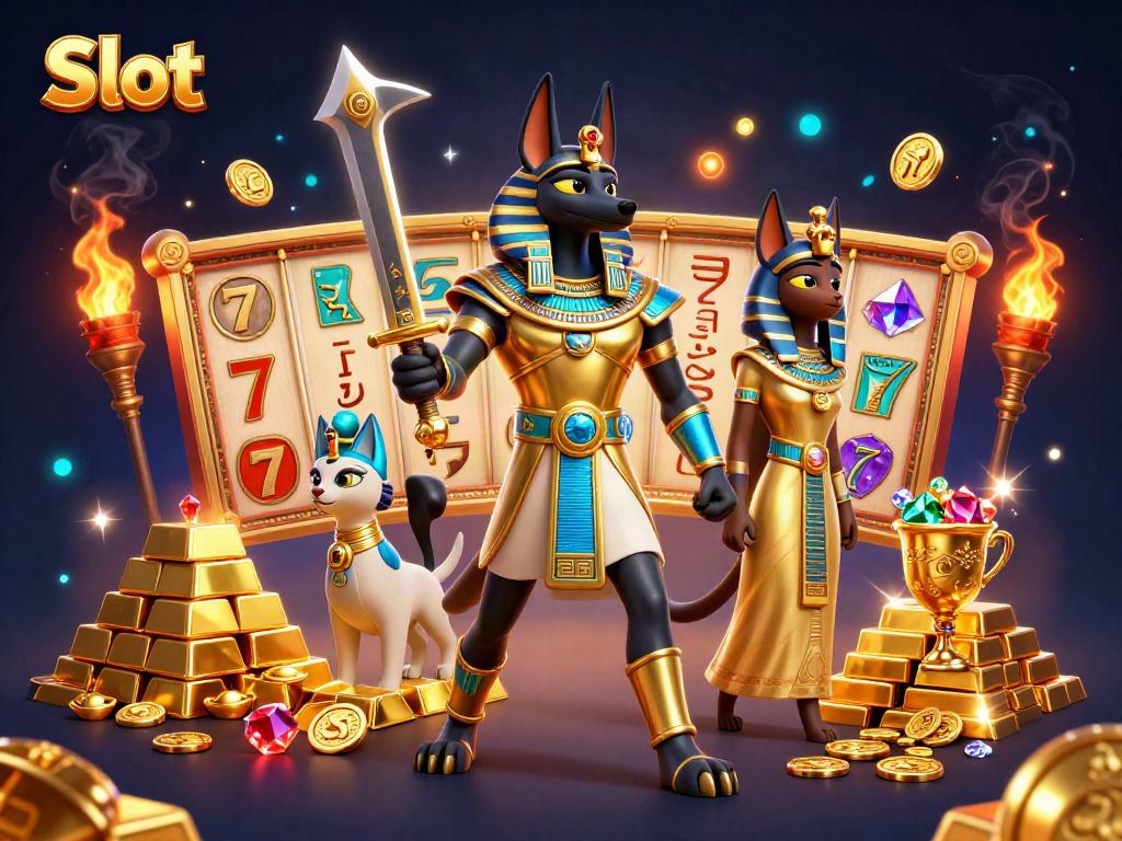 Spin captivating Slot reels with ancient Egyptian themes, gold treasures, and vibrant gems.