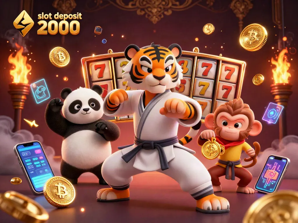 Engaging slot deposit 2000 scene with cartoon characters and vibrant casino elements.