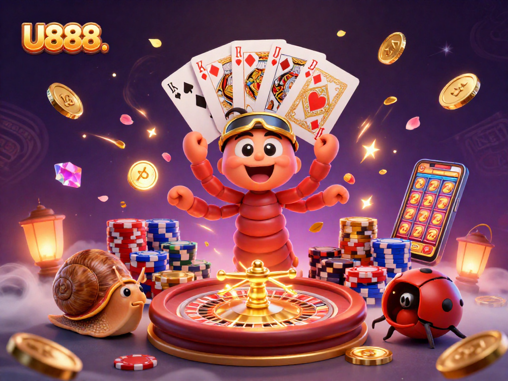 Experience the thrill of U888. with vibrant 3D casino characters and dynamic gaming elements.