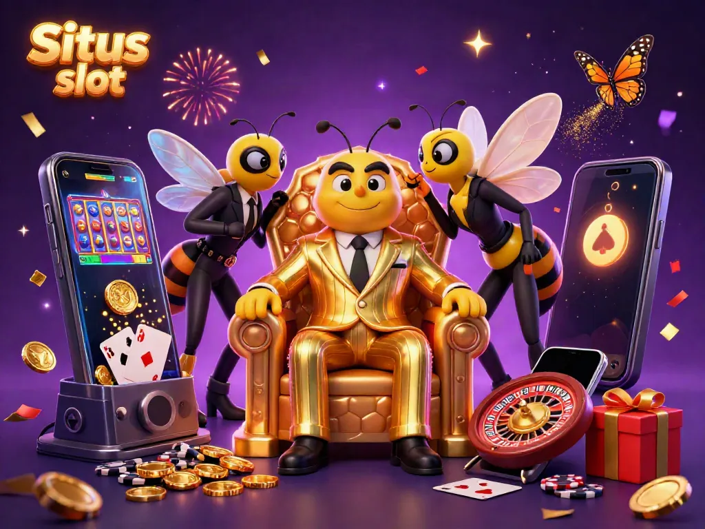 Experience thrilling Situs slot action with colorful games and dynamic characters in a vibrant casino scene.